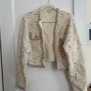 J. Crew Ivory Knit Cardigan with Multicolor Accents